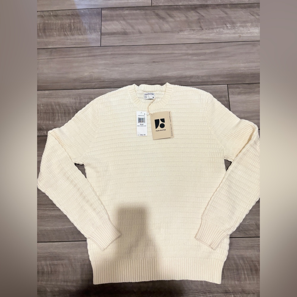Frank & Oak Cream Crew Neck Sweater